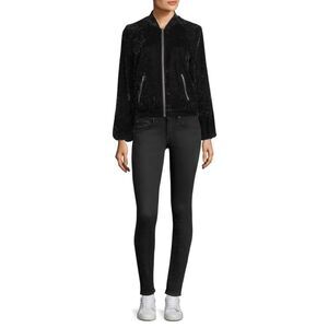 Splendid Women's Velvet Bomber Jacket - Black Small